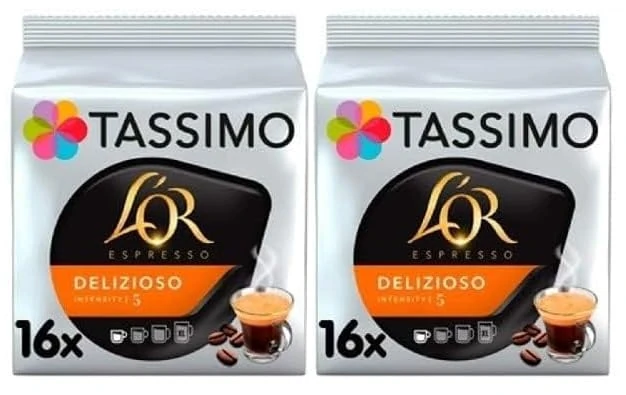 Tassimo L'OR Espresso Delizioso Coffee Pods x16 (Pack of 2, Total 32 Pods)