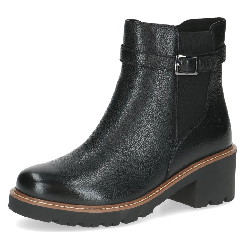 CAPRICE women's leather ankle boots lined, Black (Black Nappa), 6.5 UK
