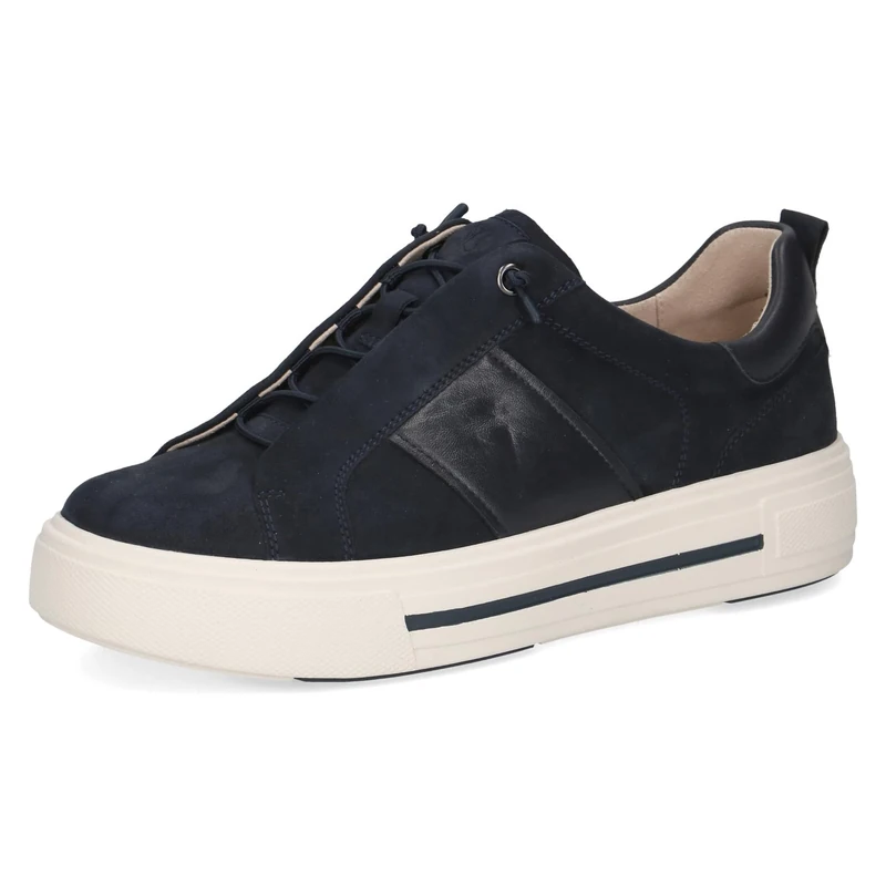 CAPRICE Women's Low-top Leather Platform Sneakers, Blue (Ocean Suede), 5 UK