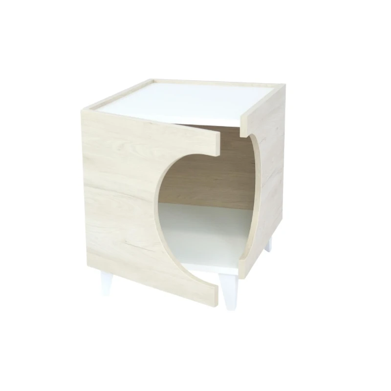 Bedside Table with Hole for Pets in White 50 x 40 x 40 cm