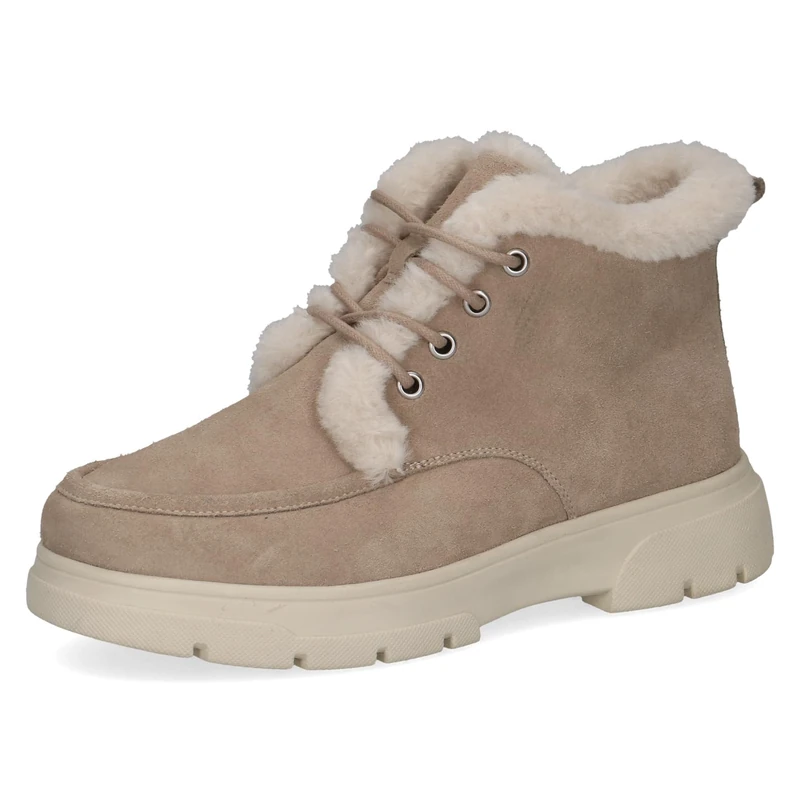 CAPRICE Comfort women's lace-up ankle boots lined, Beige (Sand Suede), 6.5 UK