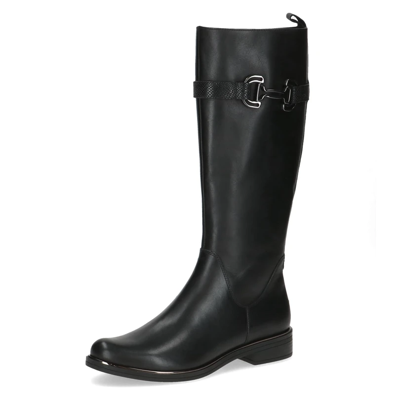 CAPRICE Women's leather boots with decorative buckle, Black (Black Comb), 5 UK