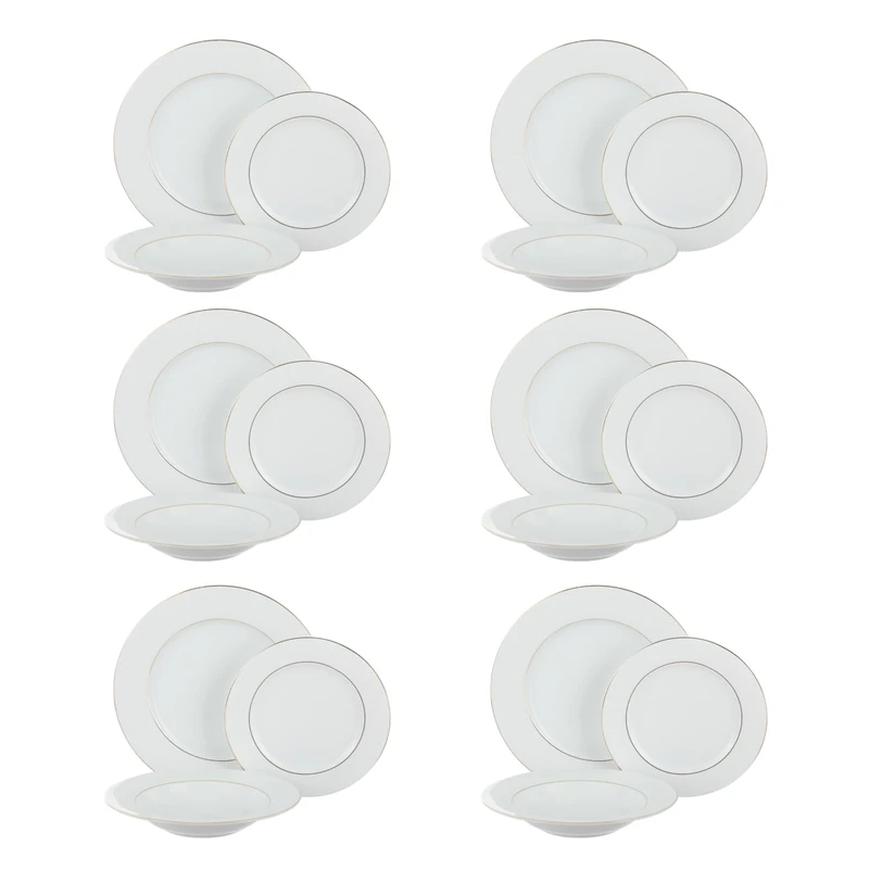 18-Piece Gold Porcelain Table Set with Stripes - Image 1