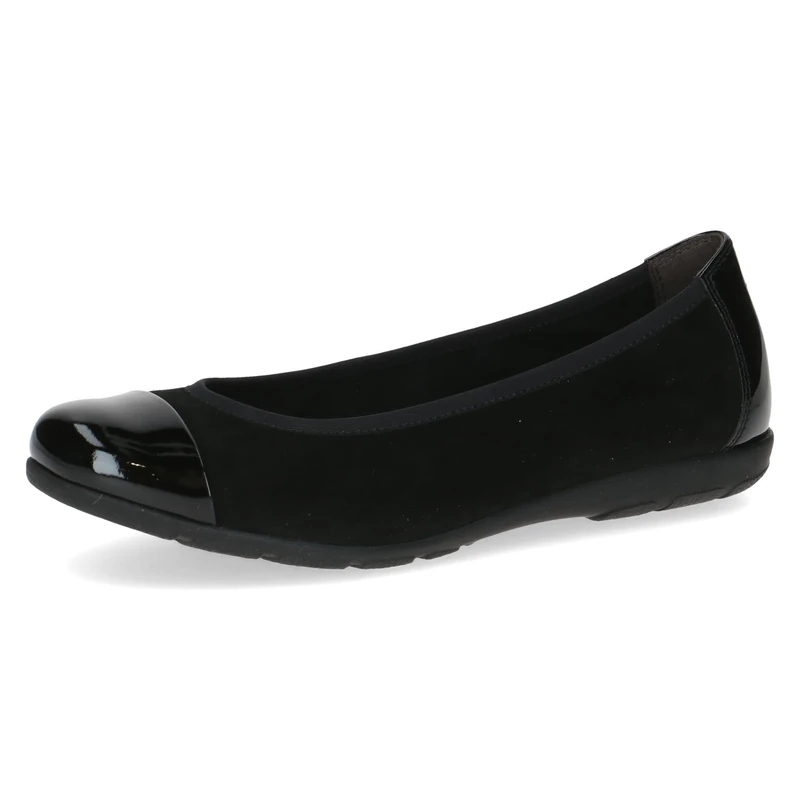 CAPRICE Women Ballet Flats Leather Comfortable, Black (Black Sue Comb), 4 UK