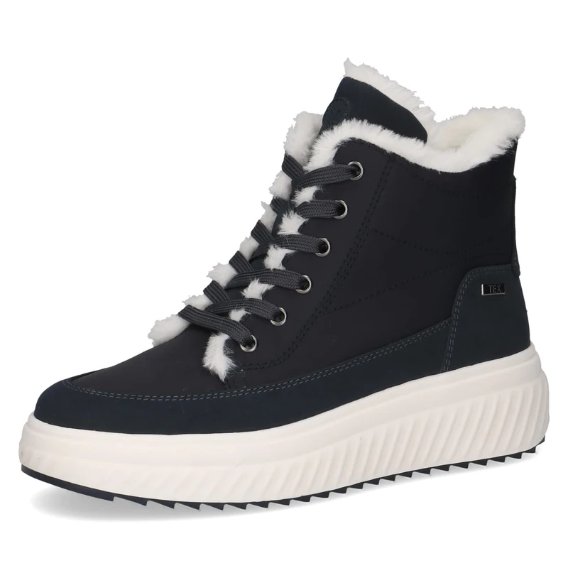 CAPRICE women's high-top sneakers water-repellent vegan, Blue (Ocean Comb), 4 UK