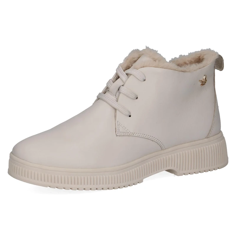 CAPRICE women's leather lace-up shoes lined, Cream (Offwhite Nappa), 4 UK