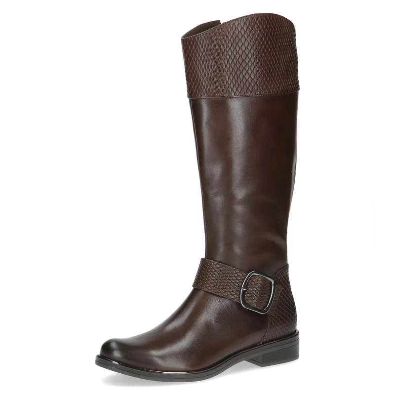 CAPRICE Women's leather boots with buckle, Brown (Dk Brown Comb), 4 UK