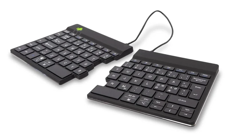 R-Go Split Keyboard, Bluetooth 5.0, with Anti-RSI Software, Ergonomic Design with Split Keypad, Multi-Media Controls, QWERTY Nodic Layout, Compatible with Windows/MacOS, Black