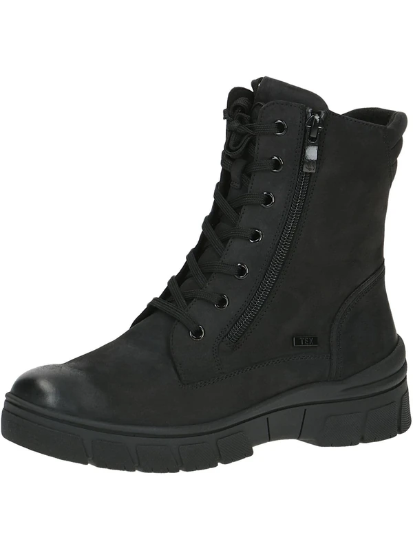 CAPRICE women's winter lace-up ankle boots leather water-repellent, Black (Black Nubuc), 6 UK