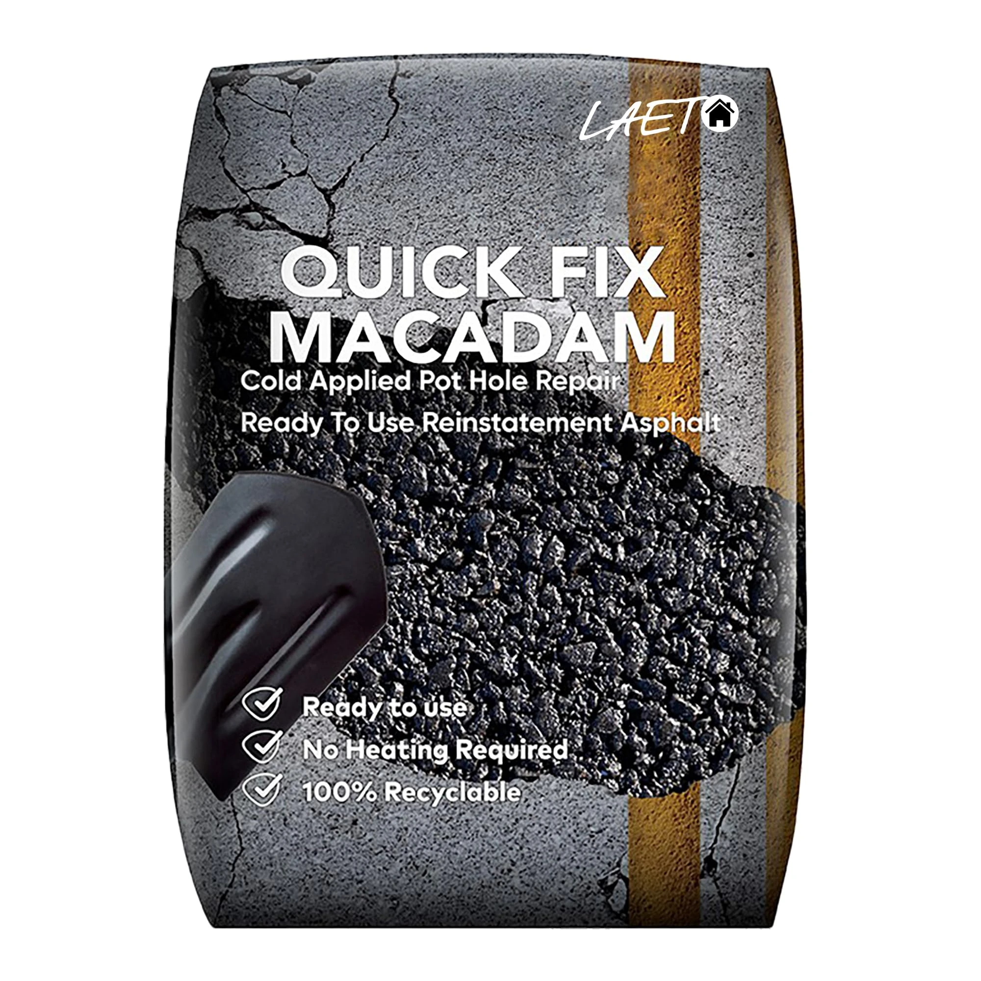 Laeto Build It Quick Fix Macadam Pot Hole Repairs | Tarmac Asphalt Repair Permanent Pothole, Road, Driveway and Utility Repair - 25kg Bag