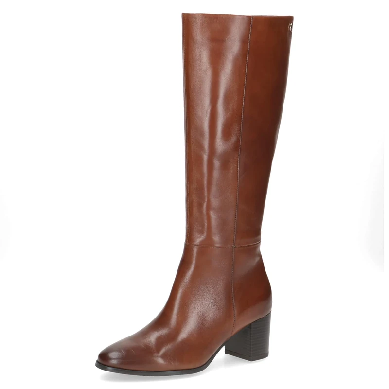 CAPRICE Ladies Leather Block Heel Boots, Cognac Nappa, 7.5 UK