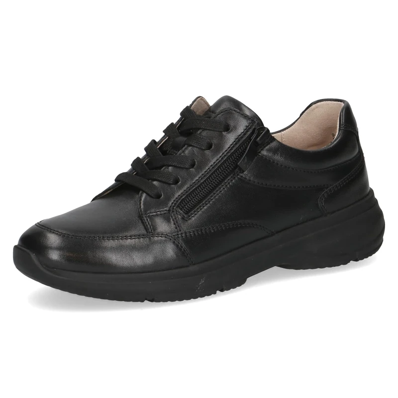 CAPRICE Women's Low-top Leather Sneakers with Zipper, Black (Black/Black), 5 UK