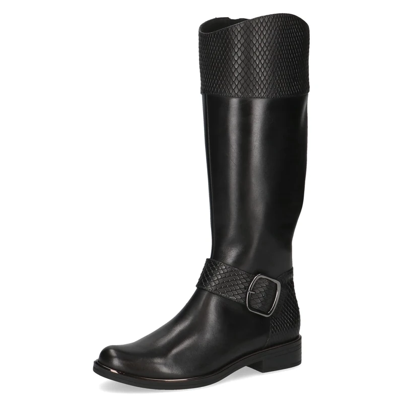 CAPRICE Women's leather boots with buckle, Black (Black Comb), 5 UK