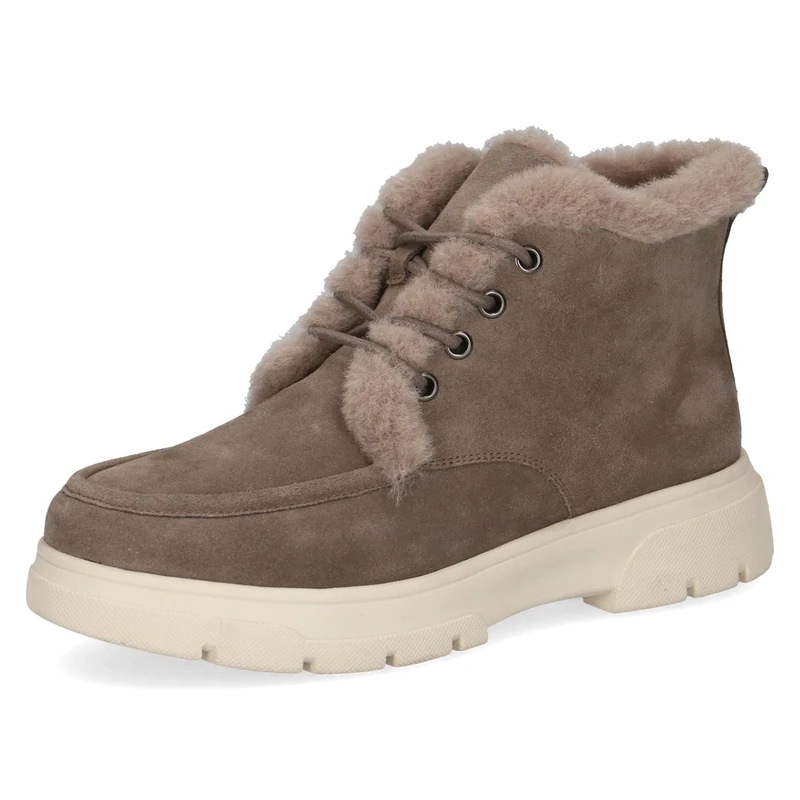 CAPRICE Comfort women's lace-up ankle boots lined, Brown (Dk Taupe Suede), 5 UK