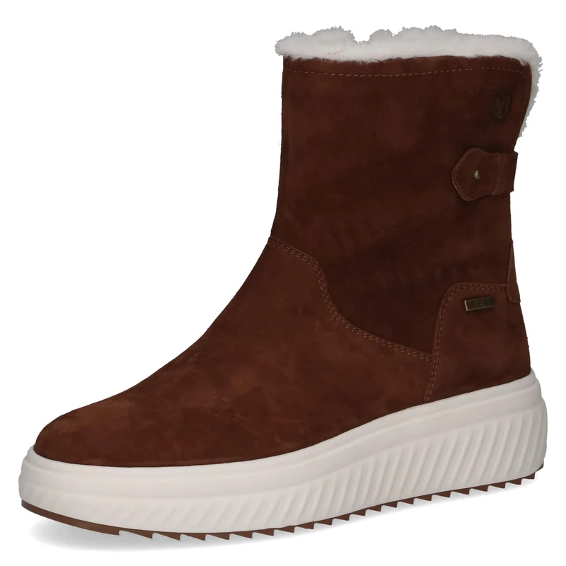 CAPRICE women's leather ankle boots water-repellent, Brown (Cognac Suede), 8 UK