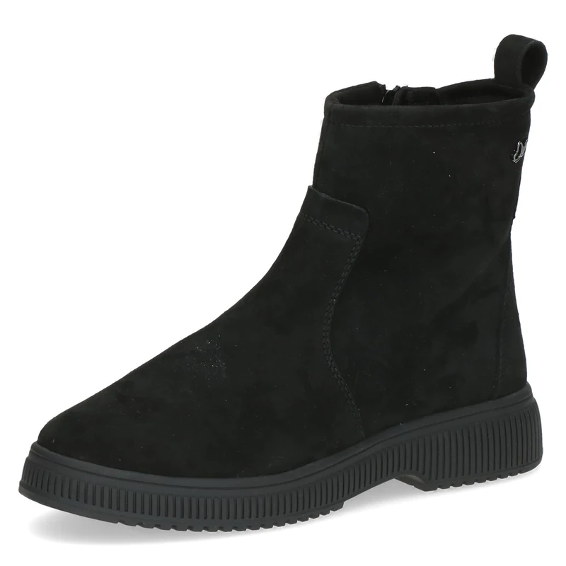CAPRICE women's leather ankle boots lined, Black (Black Suede), 6.5 UK