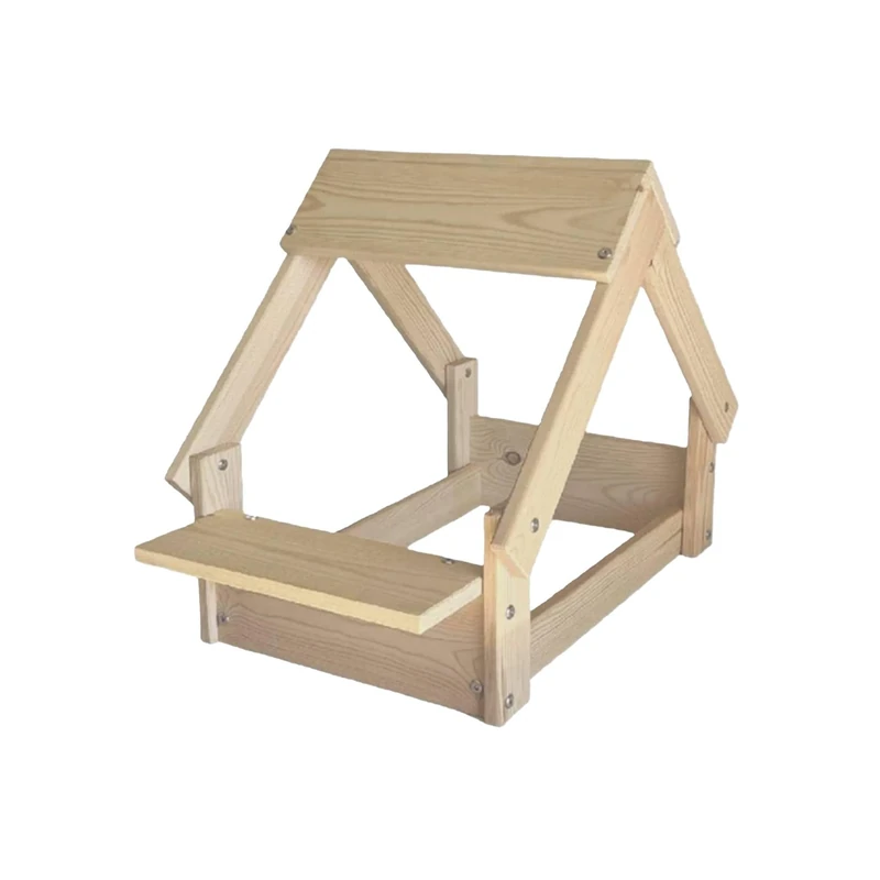 Well Home Indoor Dog Kennel, Wooden Frame with Bowl Holder, Wood Colour