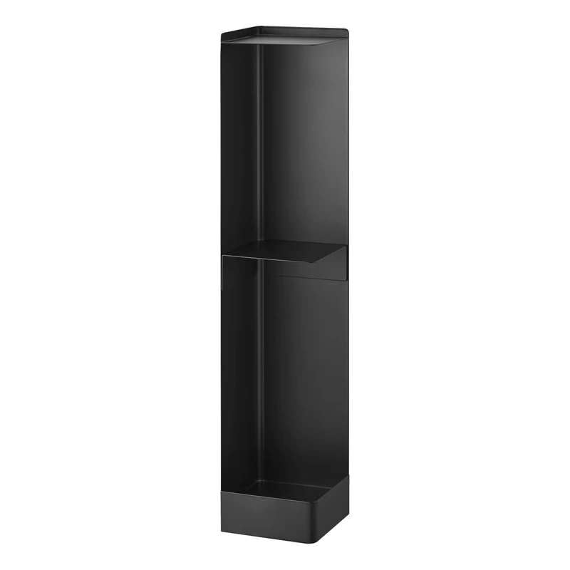 YAMAZAKI Home Tower Supplies Organizer-Slim Rolling Bathroom Storage, Toilet Paper Stocker with Adjustable Shelf - Steel -