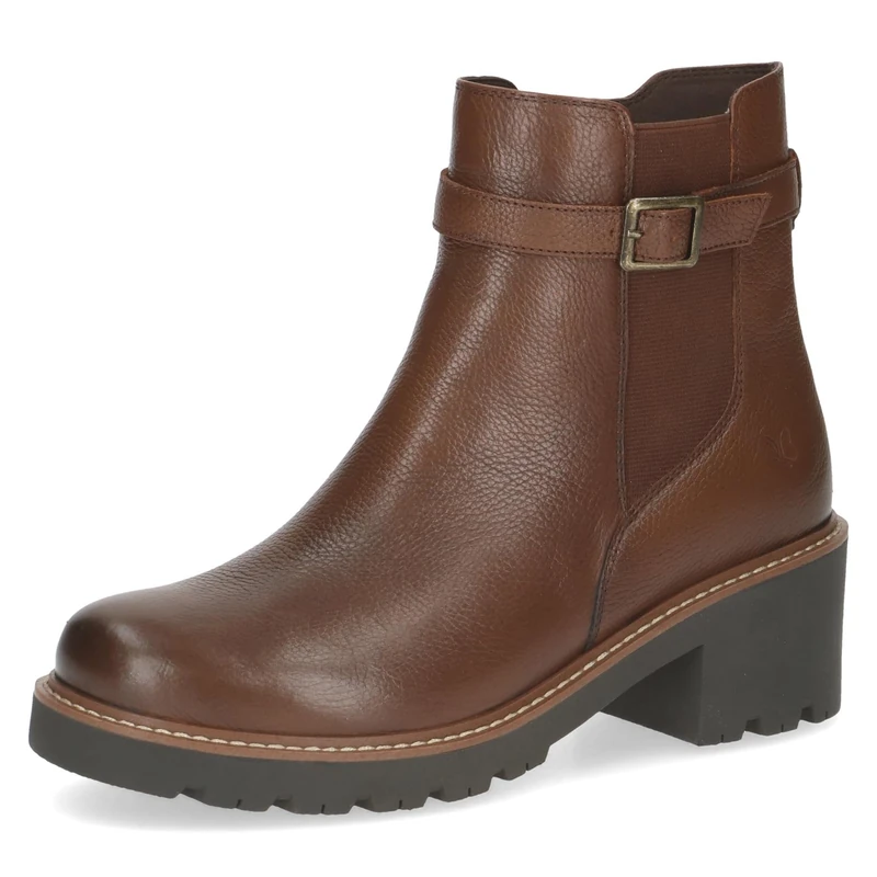 CAPRICE women's leather ankle boots lined, Brown (Cognac Nappa), 6.5 UK