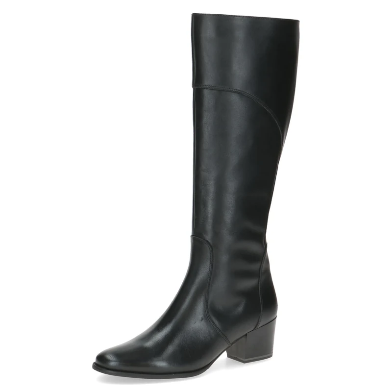 CAPRICE Women's leather boots with block heel, Black (Black Nappa), 6.5 UK