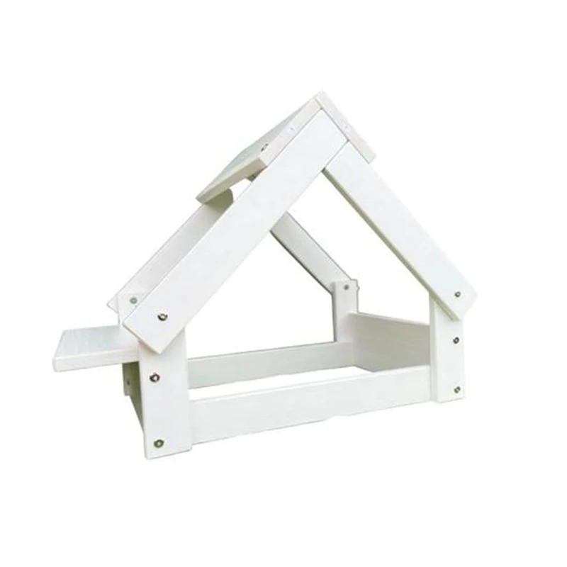 Indoor Dog Kennel, Wooden Frame with Bowl Holder, White