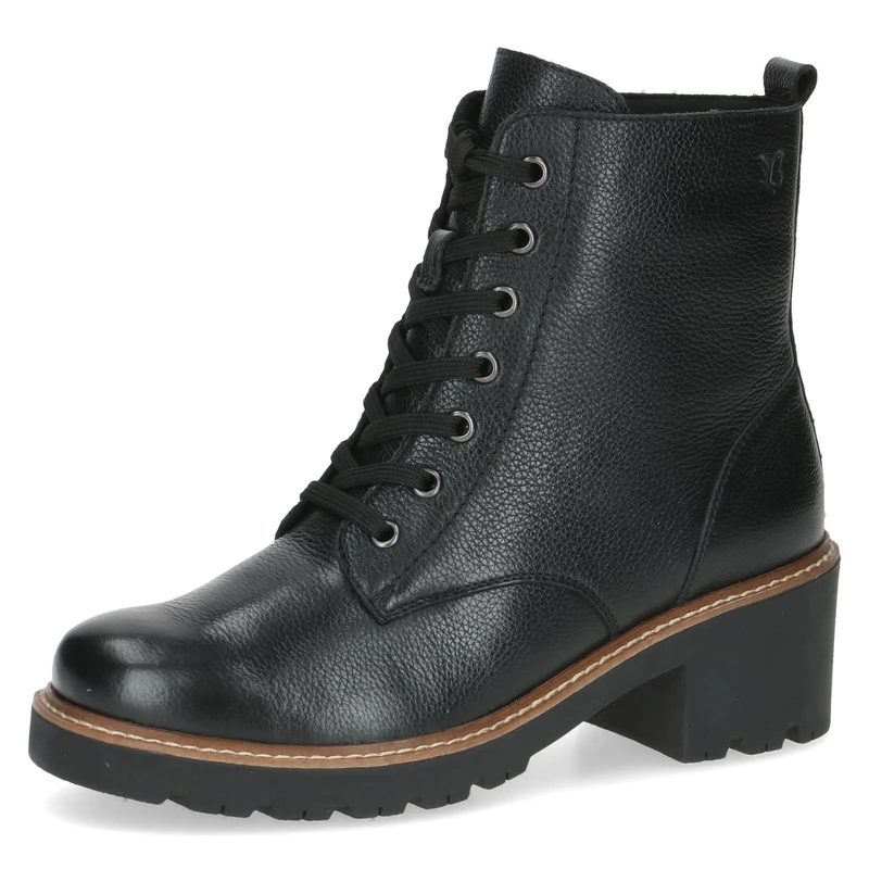 CAPRICE women's leather ankle boots lined, Black (Black Nappa), 6.5 UK