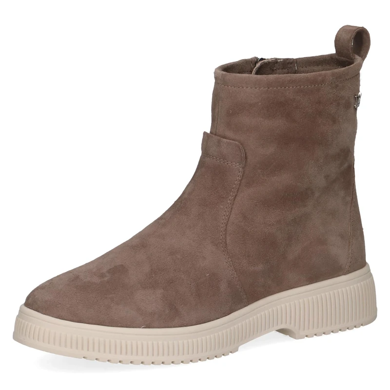 CAPRICE women's leather ankle boots lined, Brown (Taupe Suede), 6.5 UK