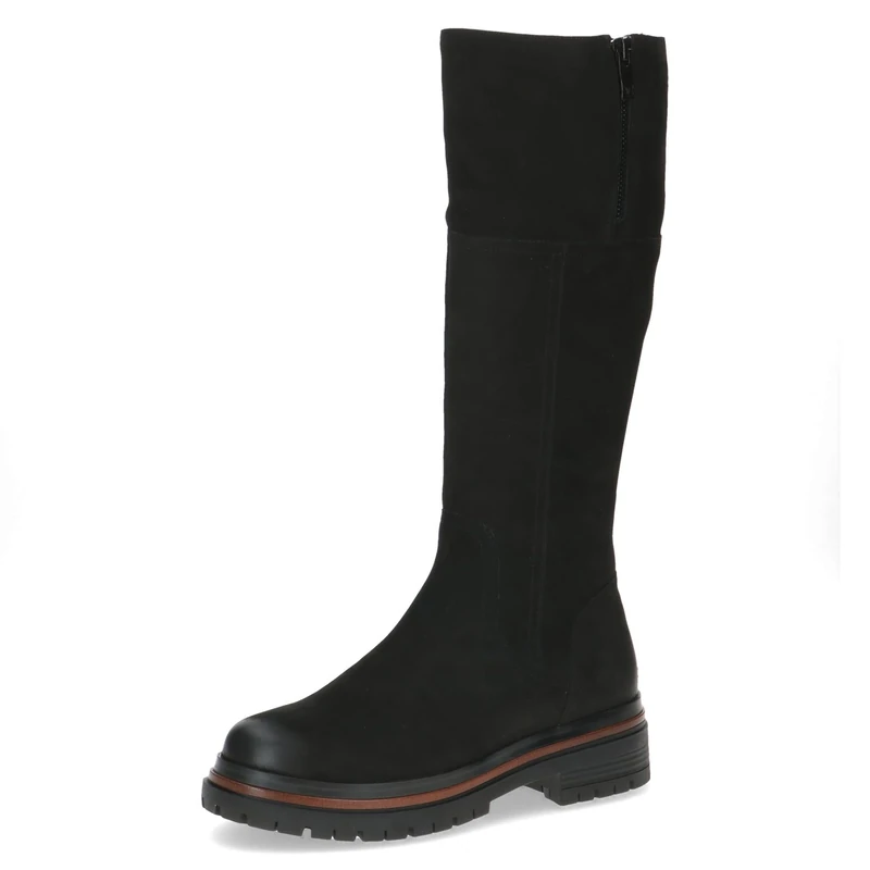 CAPRICE Women's leather boots with zipper, Black (Black Nubuc), 4 UK