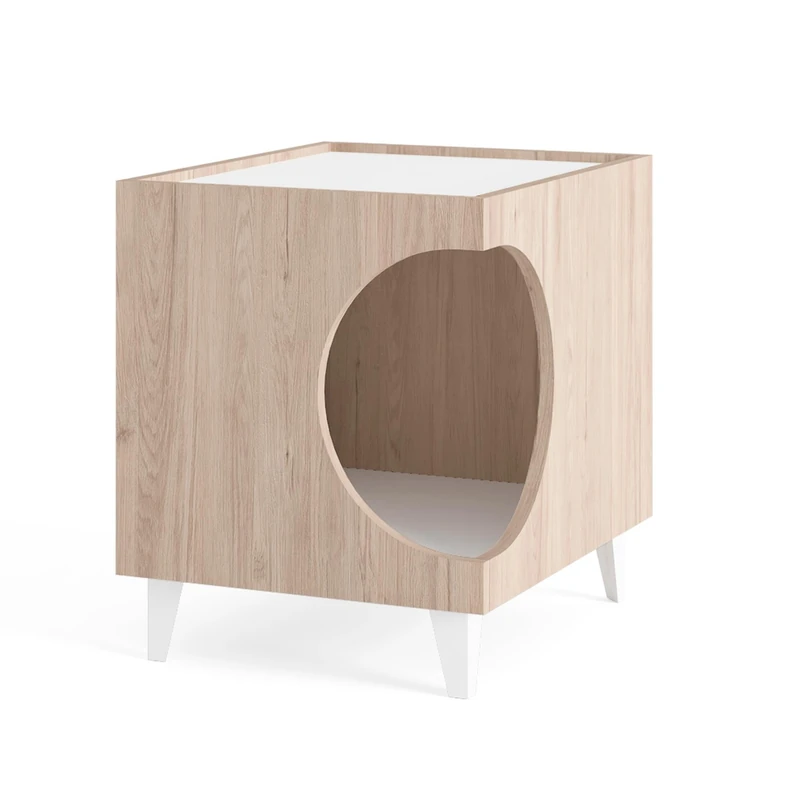 ARANAZ S.L. MANUFACTURAS DE LA MADERA Bedside Table with Hole for Pets in Wood Colour 50 x 40 x 40 cm - Image 1