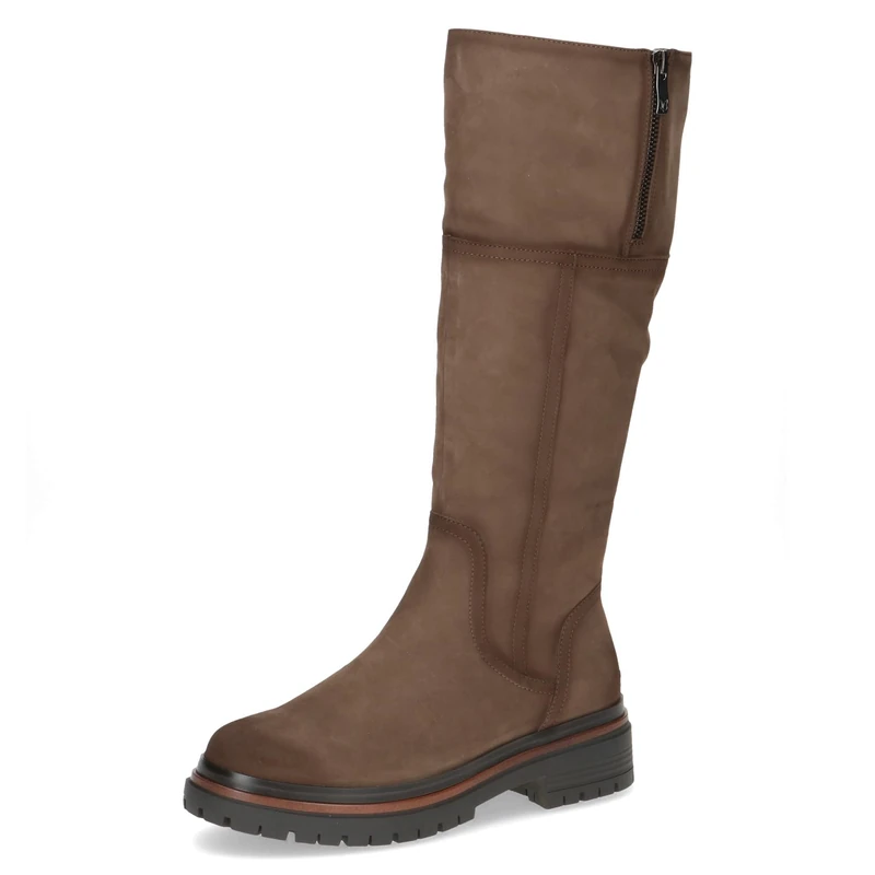 CAPRICE Women's leather boots with zipper, Beige (Taupe Nubuc), 4 UK