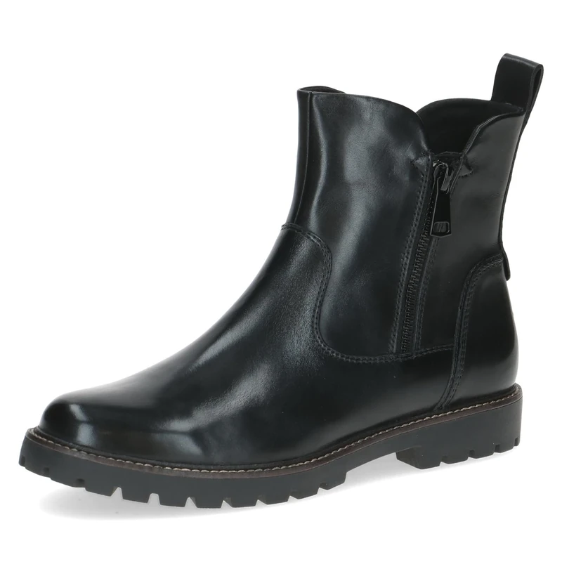 CAPRICE Women's leather ankle boots with zipper, Black (Black Nappa), 3.5 UK