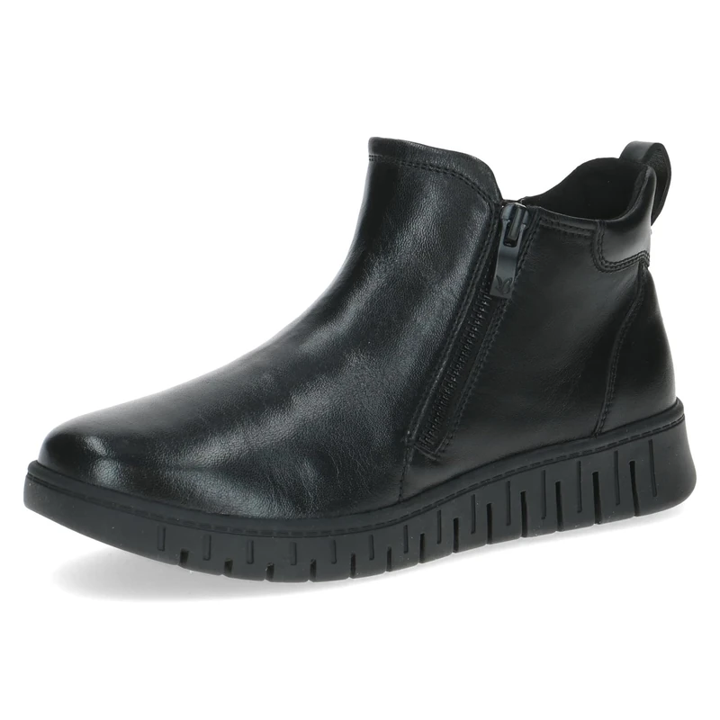 CAPRICE Comfort Women's leather ankle boots extra width H, Black (Black Nappa), 4 UK