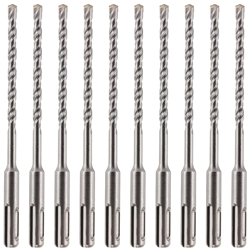 10 Pack Of - 6.5mm x 160mm Long SDS Plus Hammer Drill Bits, Professional Tungsten Carbide Tipped Masonry Drill Bit For Brick, Concrete, Stone, Granite. 6.5mm SDS Drill Bit