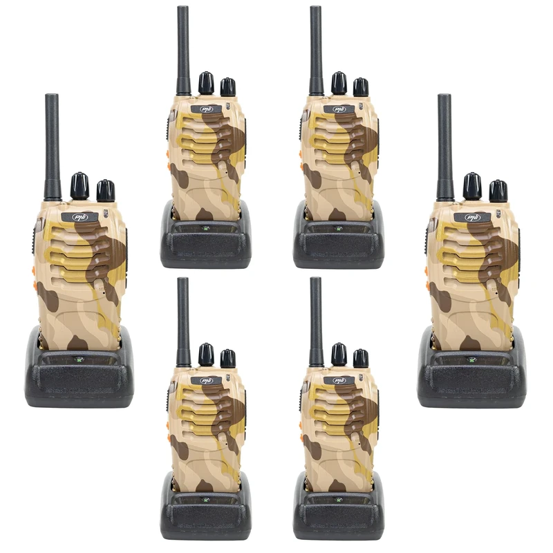Portable radio station kit PNI PMR R40 CAMO 0.5W, 16 channels, 50 CTCSS and 104 DCS tones, ASQ, TOT, monitor, set of 6 pieces