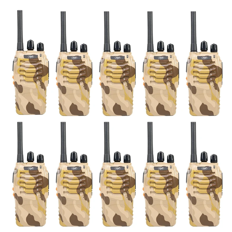 PNI PMR R40 CAMO portable radio station kit, set of 10 pieces, 0.5W, 16 PMR, 1200mAh batteries with chargers and headphones included