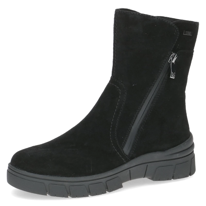 CAPRICE women's leather winter boots flat water-repellent, Black (Black Nubuc), 5 UK
