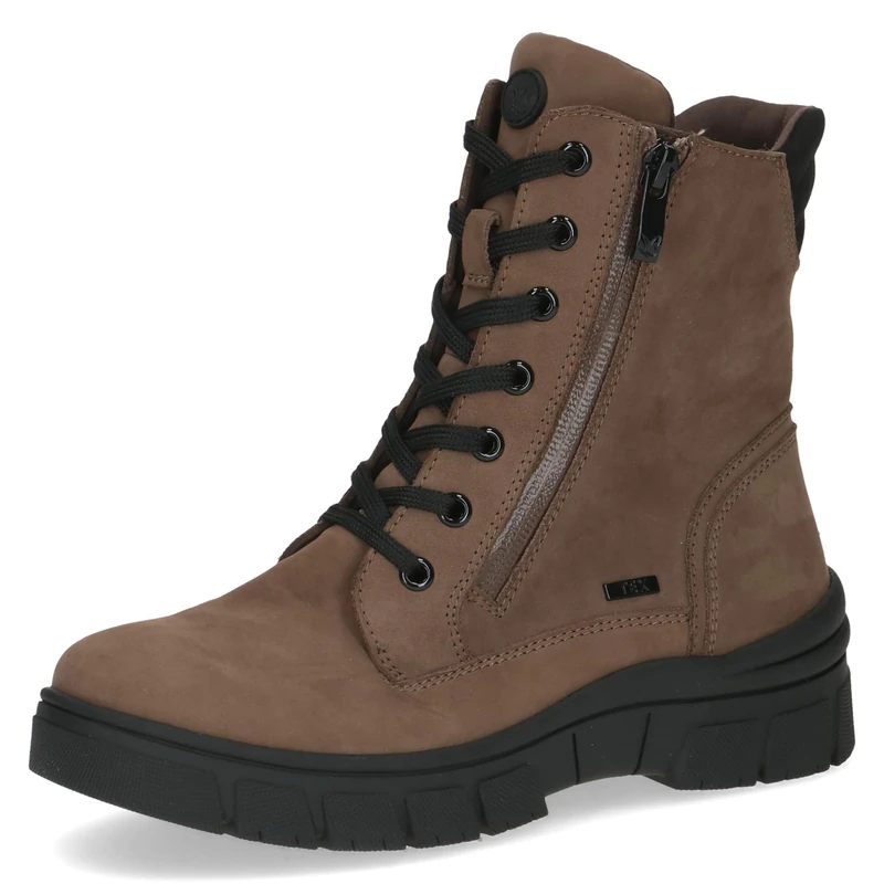 CAPRICE women's winter lace-up ankle boots leather water-repellent, Brown (Taupe Comb), 4 UK
