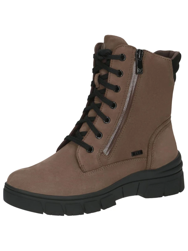 CAPRICE women's winter lace-up ankle boots leather water-repellent, Brown (Taupe Comb), 3.5 UK