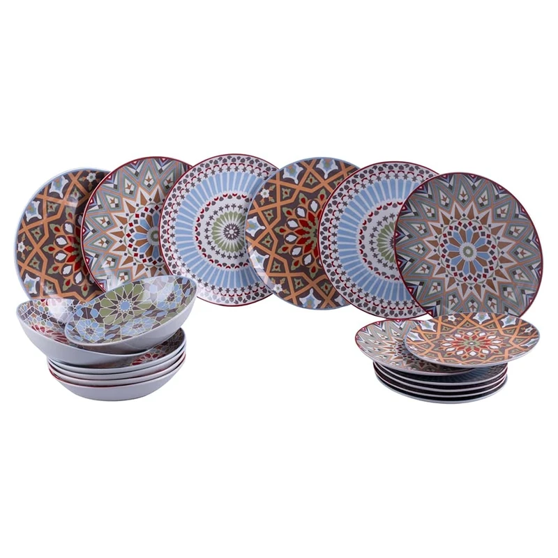 Casablanca 18-Piece Porcelain Dinner Set with 3 Different Places