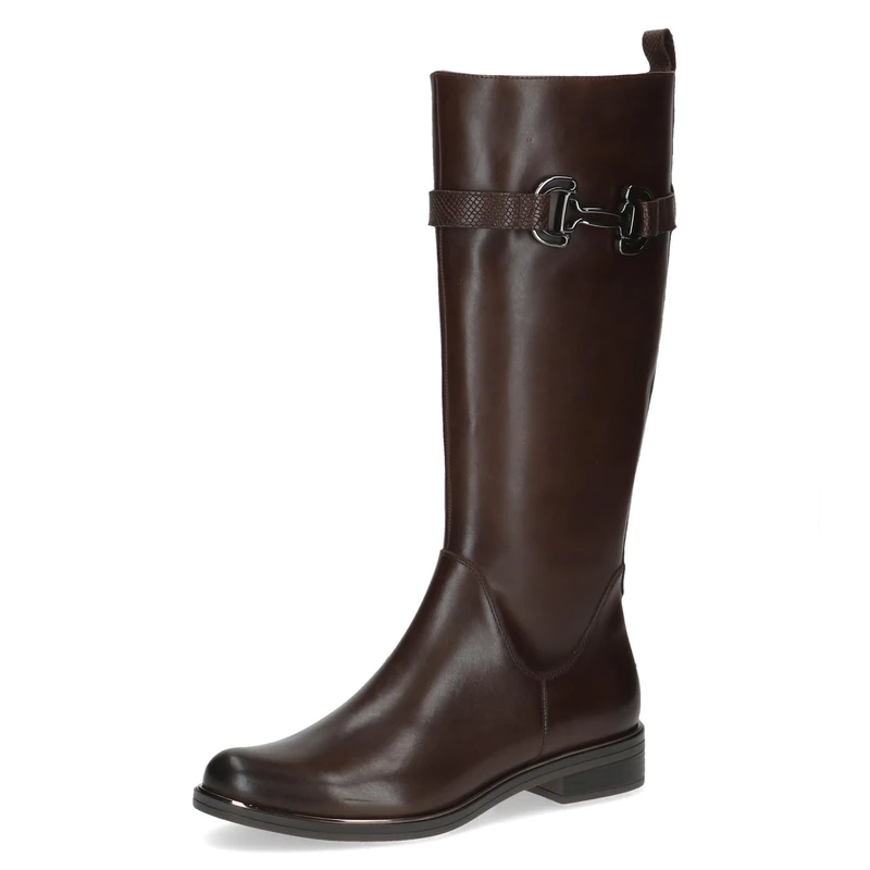 CAPRICE Women's leather boots with decorative buckle, Brown (Dk Brown Comb), 5.5 UK