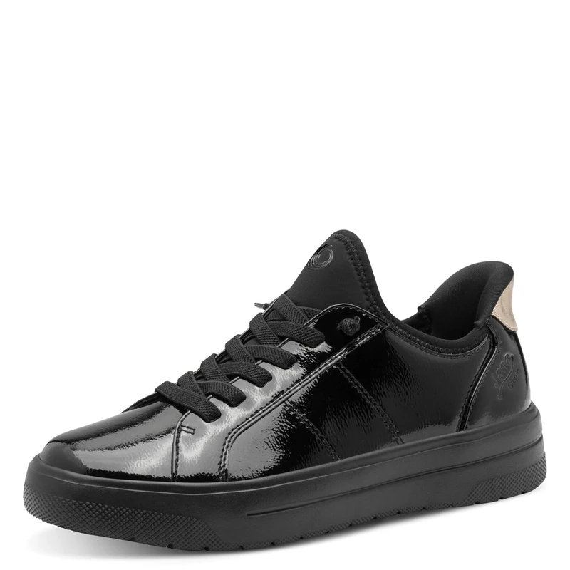 Jana Women’s Step-in Sneakers Lightweight Flexible Slip-On Vegan, Black Patent, 4 UK