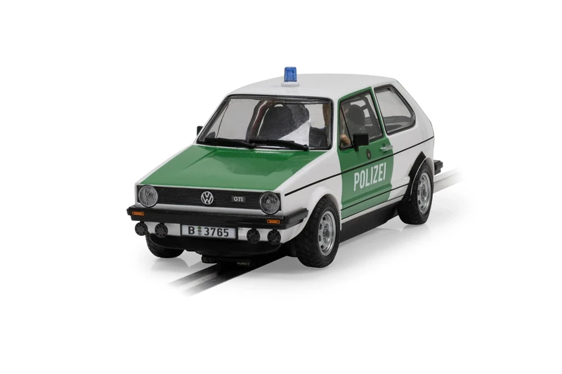 Scalextric C4572 Volkswagen Golf MK1 - Polizei Toy Slot Car for use with Race Tracks or Set - Small Kids Gift Ideas for Boy/Girl Ages 3 Accessories, White/Green