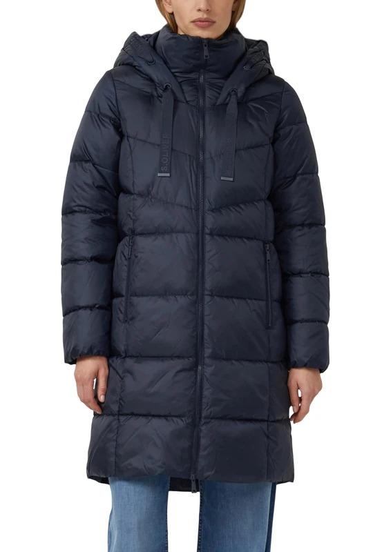 s.Oliver Quilted Coat with Stand-Up Collar and Hood, 5959_navy, 16