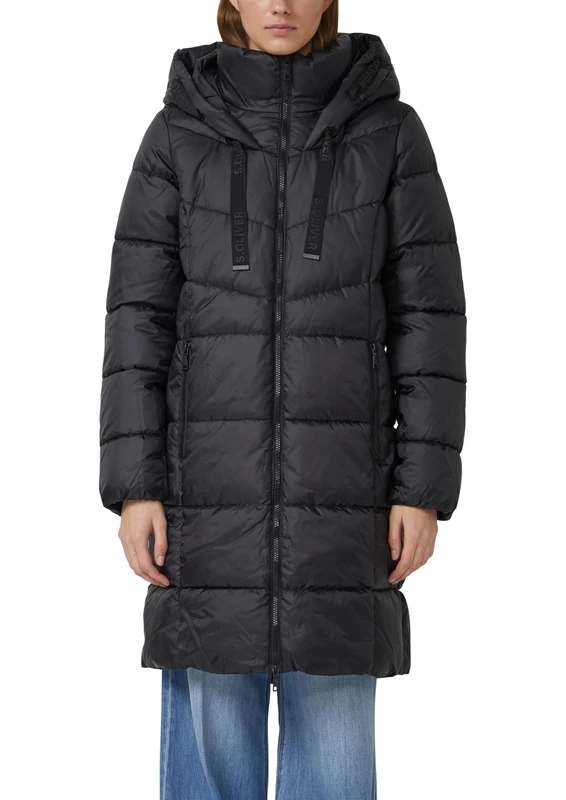 s.Oliver Quilted Coat with Stand-Up Collar and Hood, 5959_navy, 18