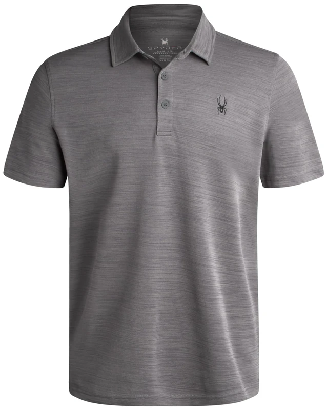 Spyder Mens Polo Shirt - Moisture-Wicking Short Sleeve Athletic Performance Collared Golf Shirt for Men (S-XL), Heather Grey, Large - Image 1
