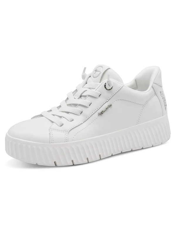 Tamaris Comfort Women’s Step-In Leather Flat Sneakers Slip-On Wide Fit, White, 7,5 UK