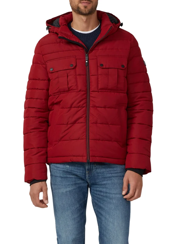 s.Oliver Sporty Puffer Jacket with Removable Hood, red, XXL