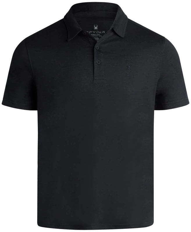 Spyder Mens Golf Polo Shirt - Moisture Wicking Soft Short Mens Polo Shirts Short Sleeve Athletic Fit Collared Golf Shirts, Black, Large - Image 1
