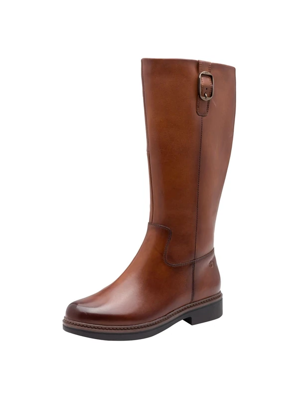 Tamaris Comfort Women’s Boots with Stretch Knee-High, Cognac, 6,5 UK