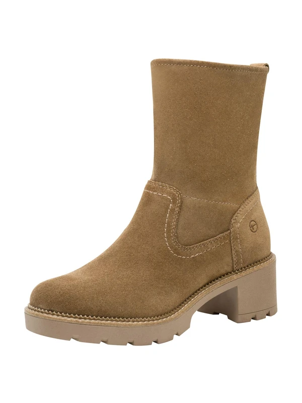 Tamaris Comfort Women’s Leather Ankle Boots with Block Heel, Cappuccino, 5 UK